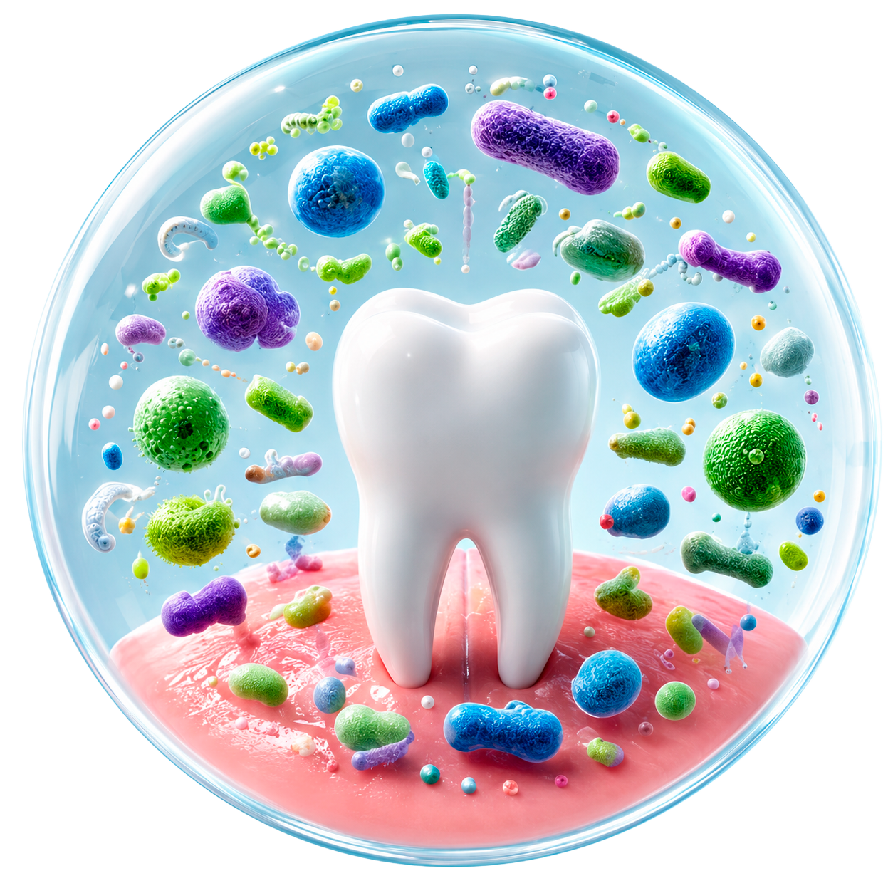 Illustration of the oral microbiome and probiotic microorganisms